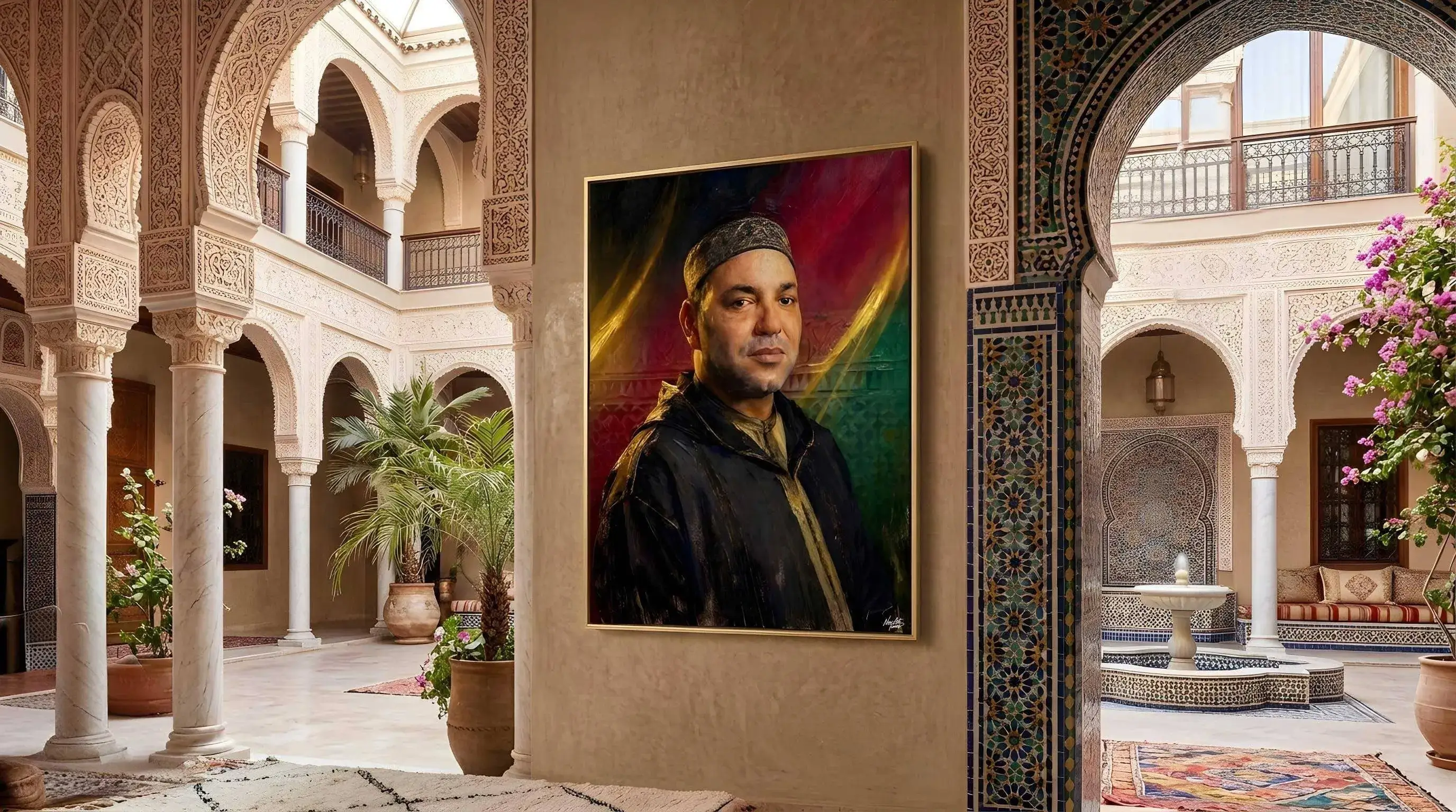 Œuvre New Art Times exposée dans un riad de luxe