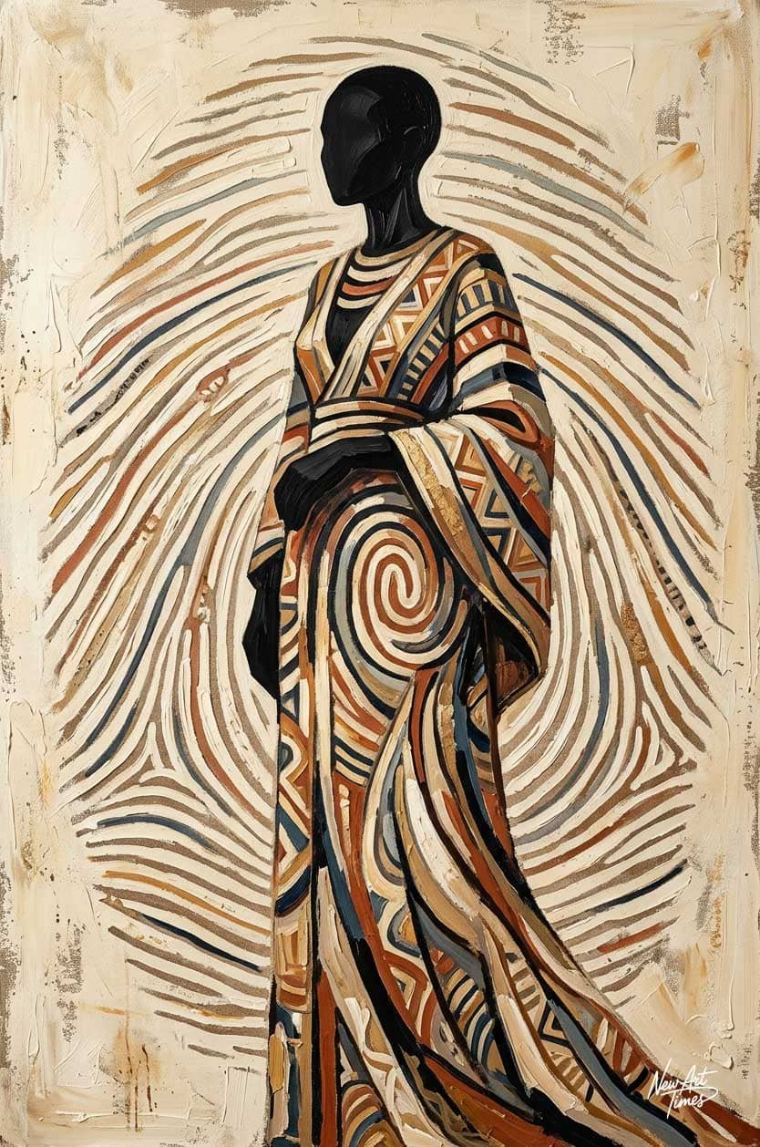 L’Empreinte — œuvre originale New Art Times représentant une silhouette féminine intégrée aux sillons d’une empreinte digitale monumentale